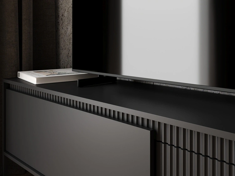 TV-Lowboard mit Türen 187 cm Sorano Schwarz