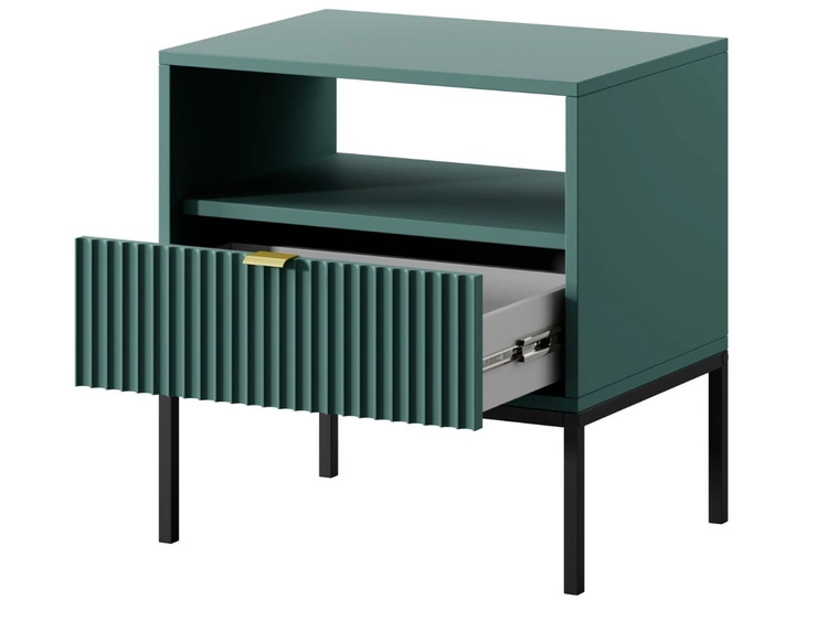 Nachtschrank mit Schublade Amber Grün Amber Grün, Schwarzer Rahmen