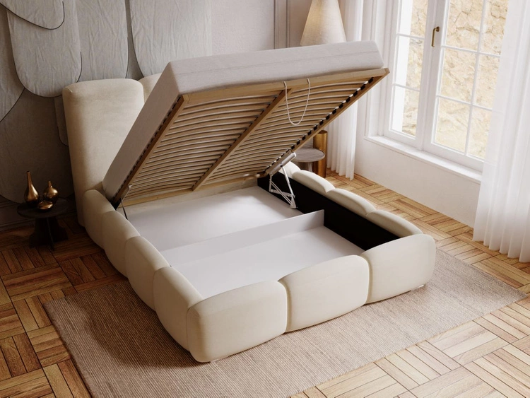 Polsterbett mit Bettkasten und Lattenrost 120x200 Bubble Beige