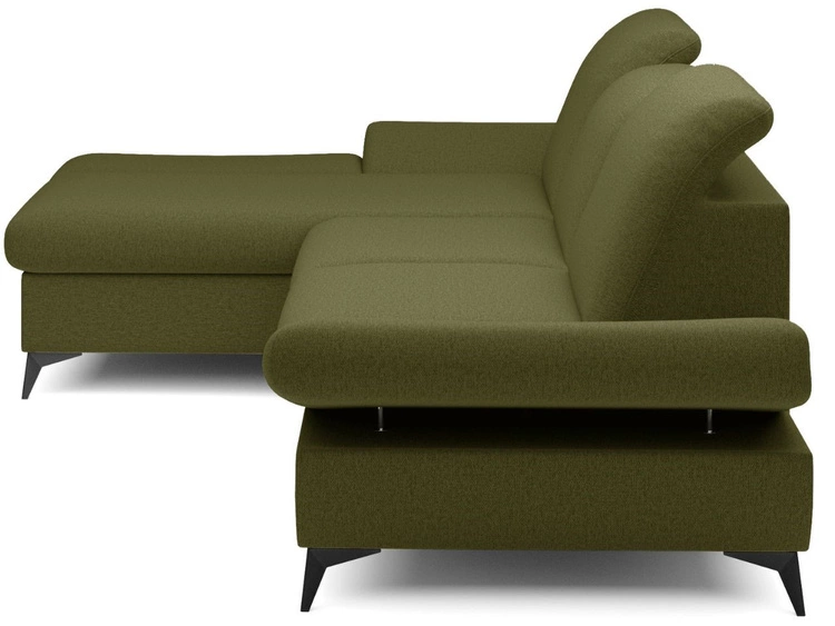 Ecksofa L-Form Links mit Schlaffunktion und Bettkasten Hannover Dunkelgrün