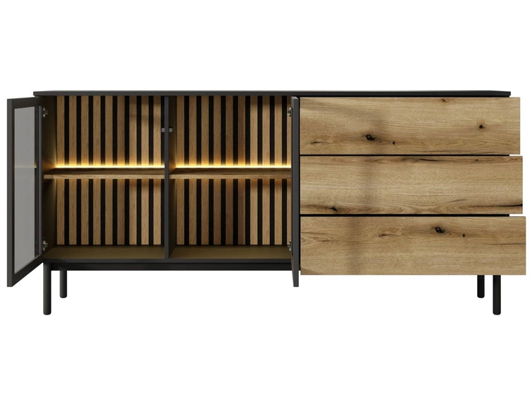 Kommode mit Türen und Schubladen 180 Loara Eich Evoke, Schwarz