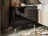Nachttisch mit Schubladen auf Silbernen Metallbeinen Nuveo Schwarz Hochglanz