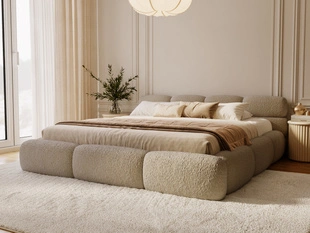 Polsterbett mit Bettkasten und Bettrost 140x200 Sweet Low Dunkelbeige