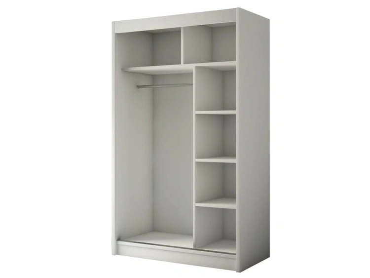 Schiebetürenschrank mit Spiegel und Lamellen 120 cm Loreto Schwarz