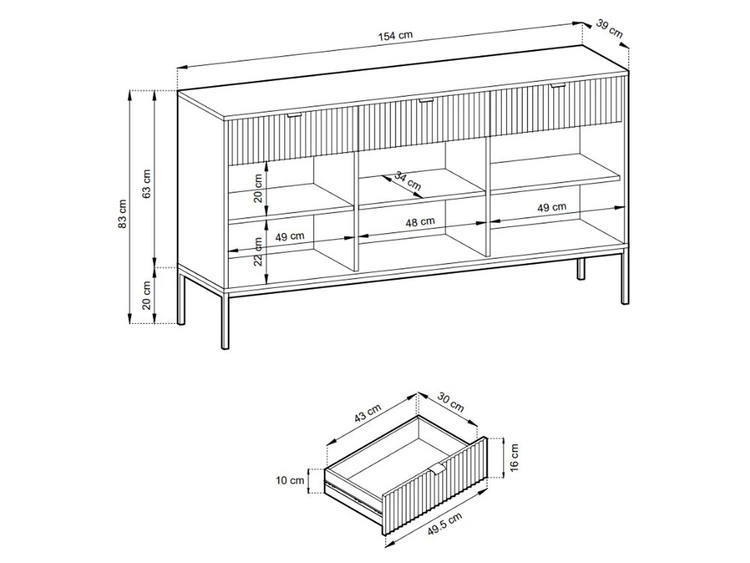 Kommode mit Türen und Schubladen Amber Grün, Schwarz Frame
