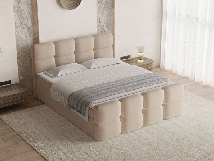 Boxspringbett mit Bettkasten 120x200 Rivon Beige