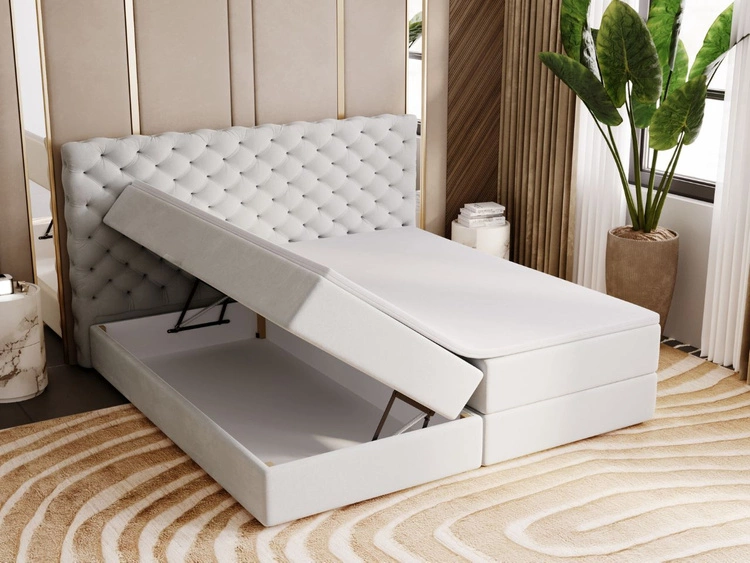 Boxspringbett mit Bettkasten 180x200 Bergamo Hellgrau