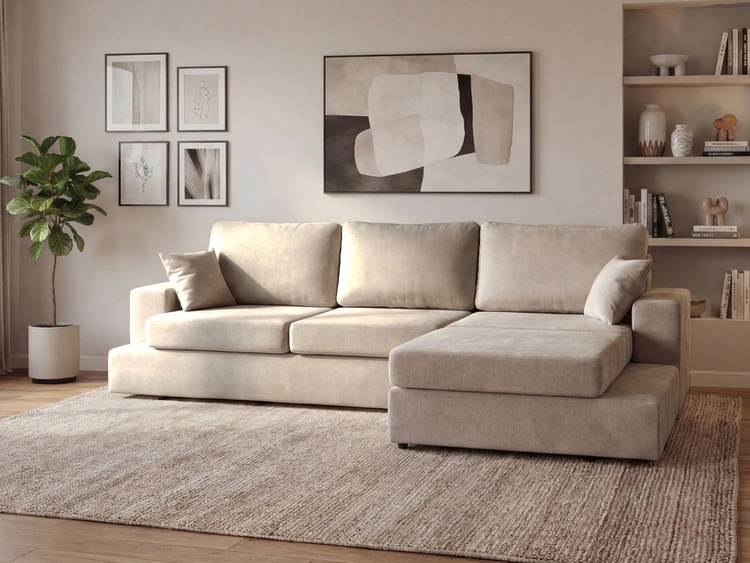 Ecksofa L-Form fürs Wohnzimmer Nesto Rechts Beige