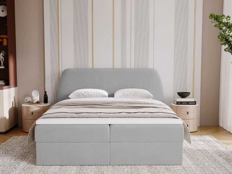 Boxspringbett mit Bettkasten 140x200 Bogota Hellgrau