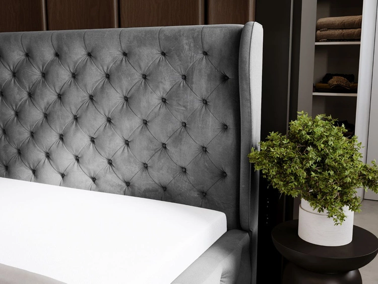 Polsterbett mit Bettkasten und Lattenrost 120x200 Kingston Grau