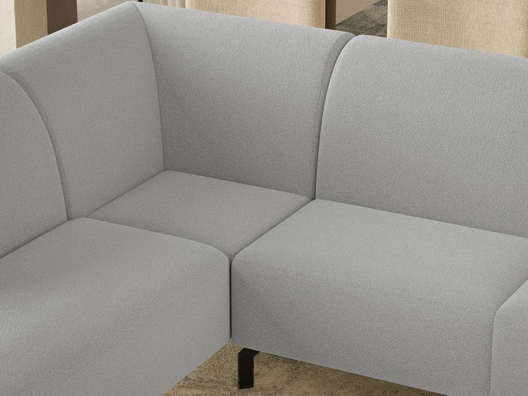 Ecksofa L-Form Links Regento Bouclé-Stoff Grau