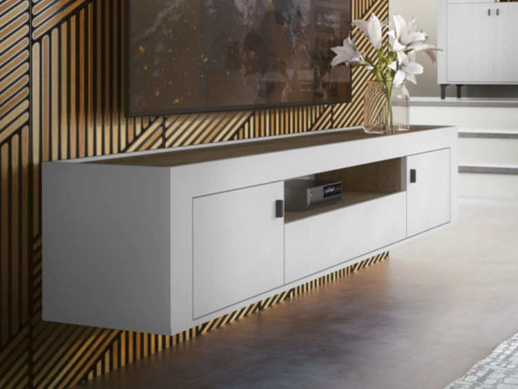 TV-Lowboard mit Schublade und Türen Messina Weiß