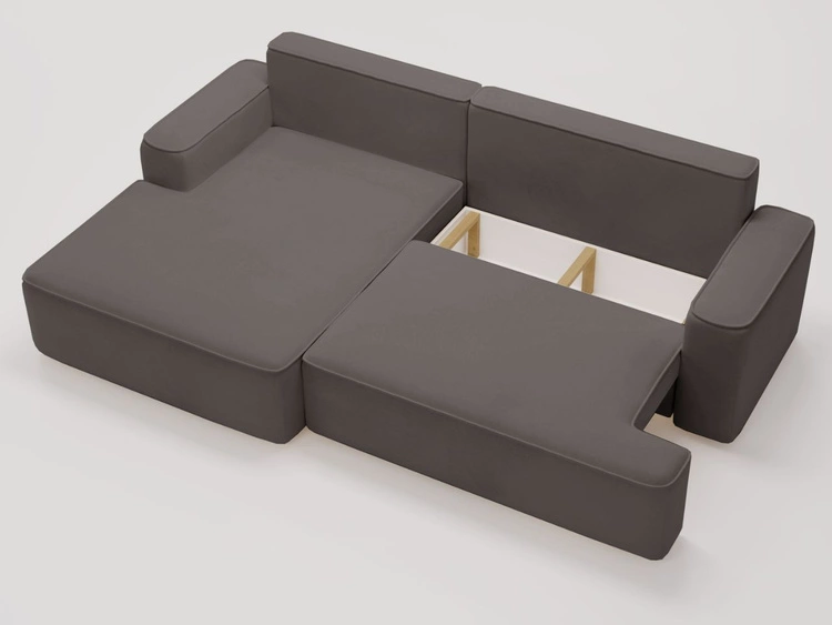 Ecksofa L-Form Links mit Schlaffunktion und Bettkasten California Dunkelgrau