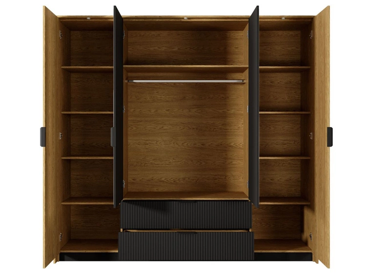 Kleiderschrank mit Spiegel Bolzano Baltische Eiche, Schwarz