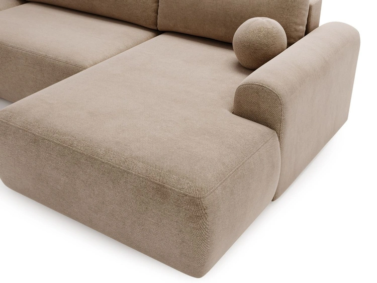 Wohnlandschaft mit Schlaffunktion und Bettkasten Savana Dunkelbeige