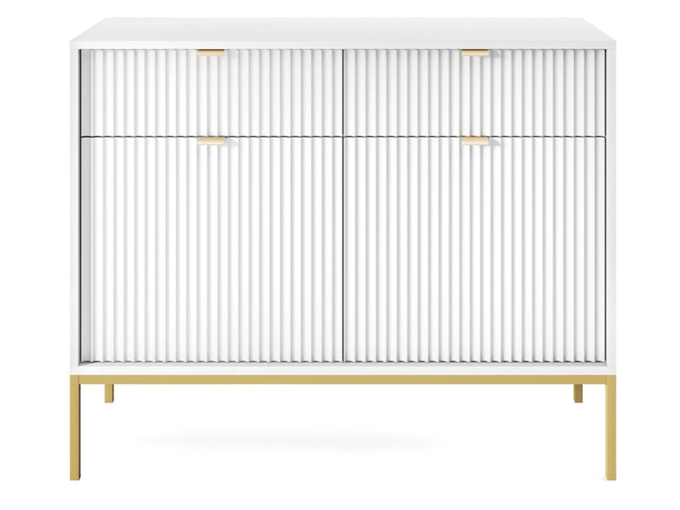 Kommode mit Türen und Schubladen Amber Weiß, Gold Frame