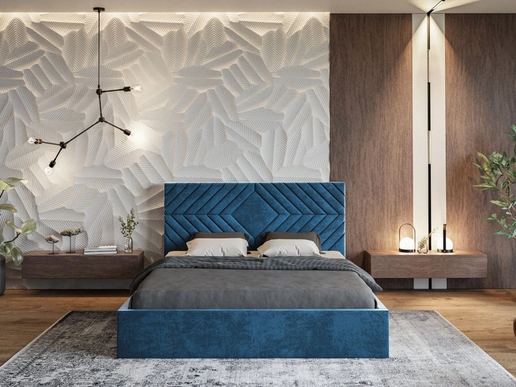 Polsterbett mit Bettkasten und Lattenrost 140x200 Loris Dunkelblau