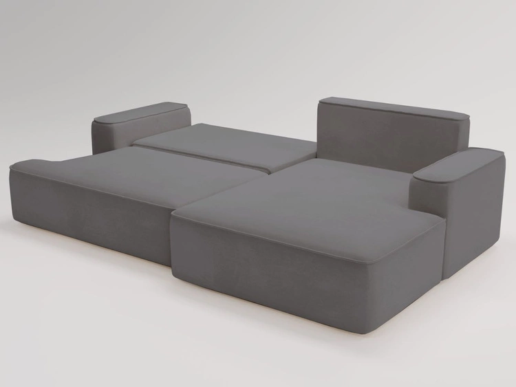 Ecksofa L-Form Rechts mit Schlaffunktion und Bettkasten California Grau