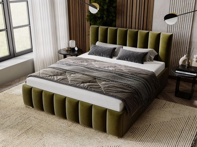 Polsterbett mit Bettkasten und Lattenrost 160x200 Neos Grün