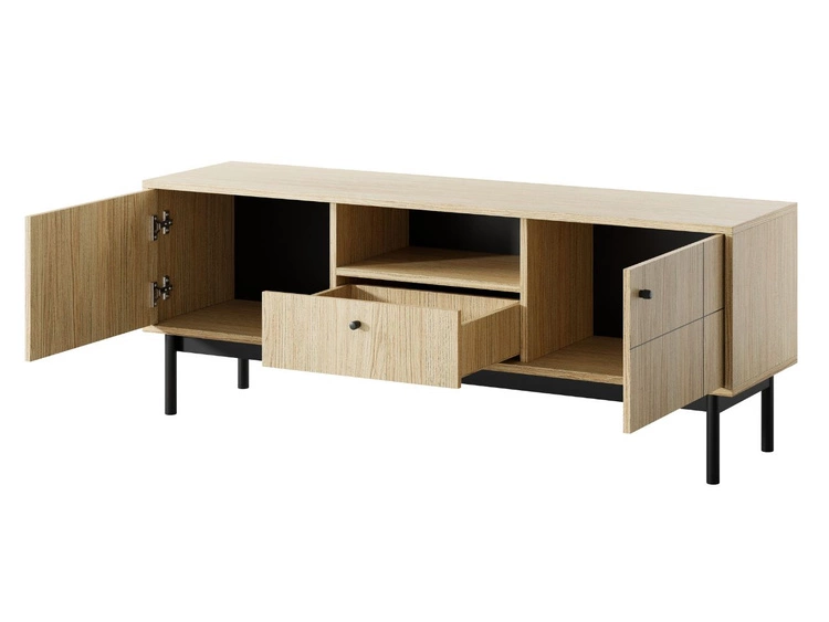 TV-Lowboard mit Schublade und Türen Julio Linea Eiche