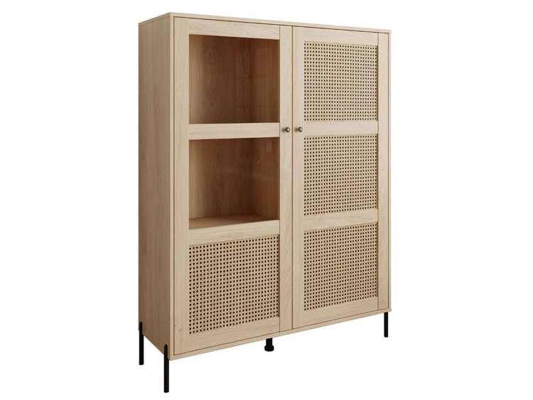 Standvitrine im Boho-Stil Zweitürige Bellance Eiche Puccini