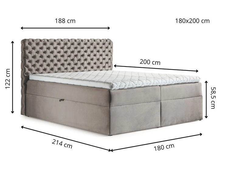 Boxspringbett mit Bettkasten 180x200 Cleo Beige