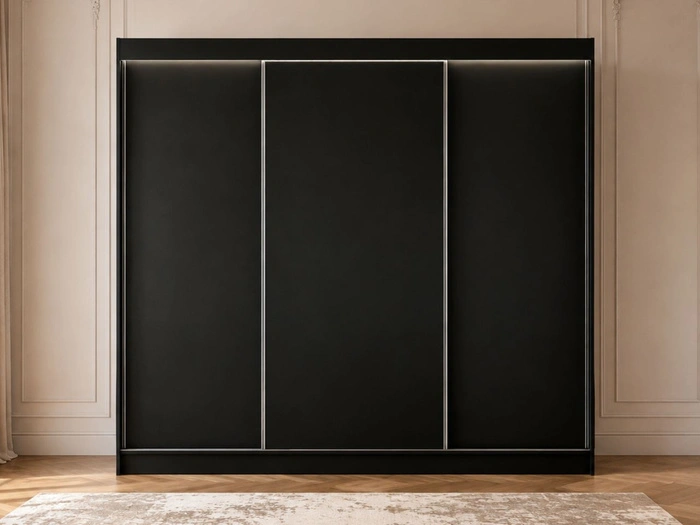 Schiebetürenschrank 250 cm mit LED-Beleuchtung Diano Schwarz