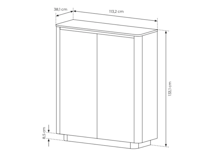 Hochkommode mit zwei Türen Fascino Eiche Cremona, Schwarz