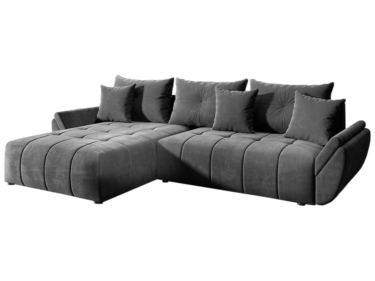 Ecksofa L-Form mit Schlaffunktion und Bettkasten Decor L Dunkelgrau