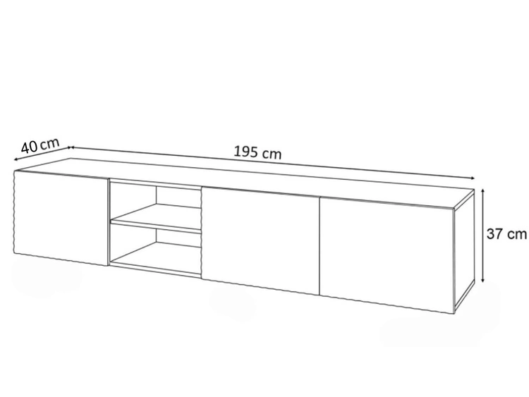 Hängender TV-Schrank mit 3D-gefrästen Fronten Celiane Weiß Glanz