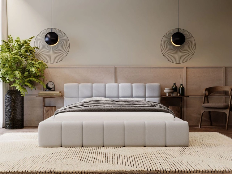 Polsterbett mit Bettkasten und Lattenrost 160x200 Alicante Hellgrau