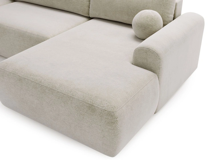 Wohnlandschaft mit Schlaffunktion und Bettkasten Savana Hellbeige
