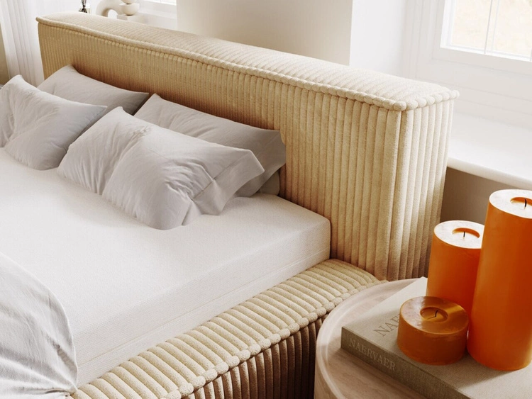 Polsterbett mit Bettkasten und Lattenrost 140x200 Lago Beige