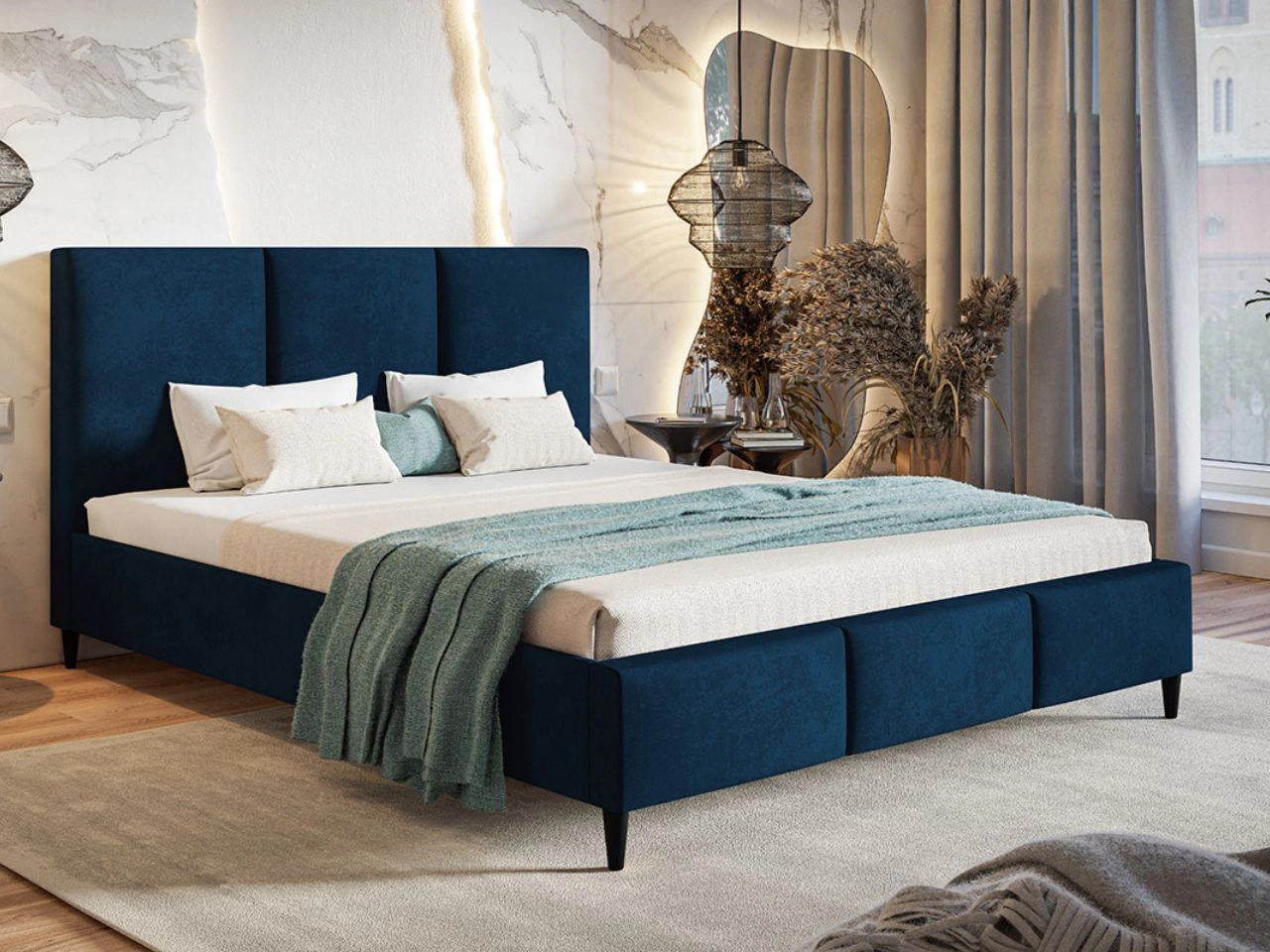 Polsterbett mit Lattenrost 180x200 Trio Dunkelblau
