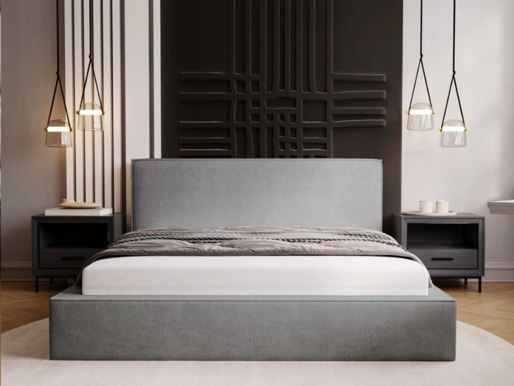 Polsterbett mit Bettkasten und Lattenrost 140x200 Monaco Grau