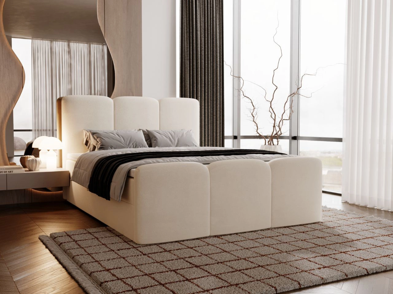 Boxspringbett mit Bettkasten 120x200 Campi Creme