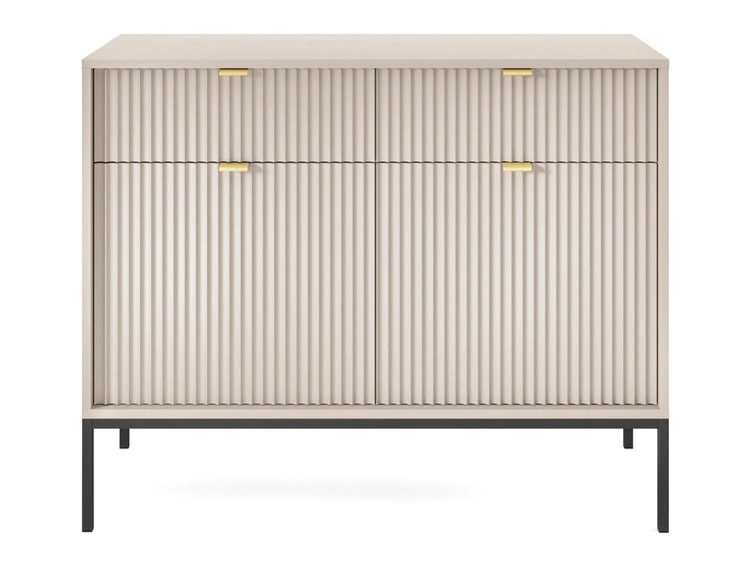 Kommode mit Türen und Schubladen Amber Kaschmir auf schwarzen Beinen