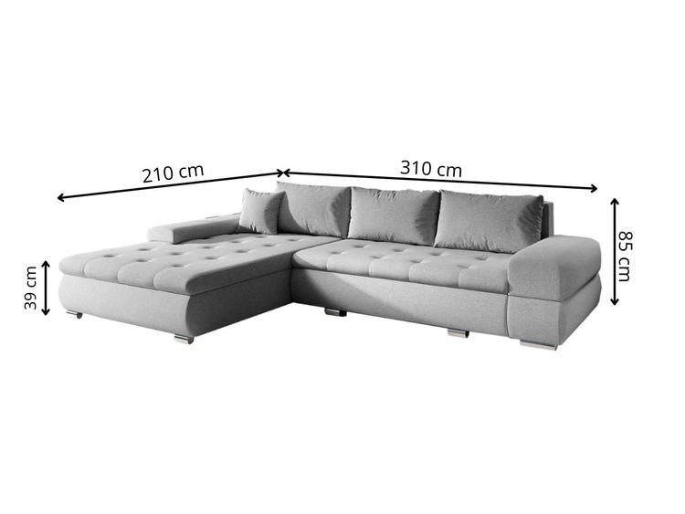 Ecksofa L-form Sonia mit Schlaffunktion Sonia Schwarz, Weiß