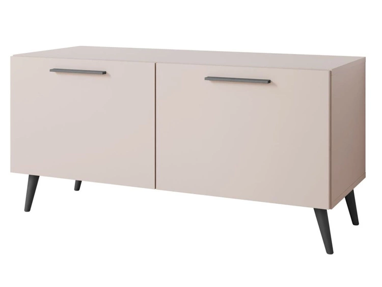 TV-Lowboard mit Türen und LED-Beleuchtung auf Schwarzen Metallbeinen 100 cm Noaé Kaschmir