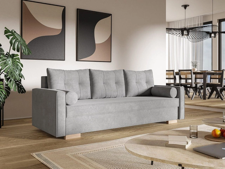 Schlafsofa mit Bettfunktion und Bettkasten Pori Grau