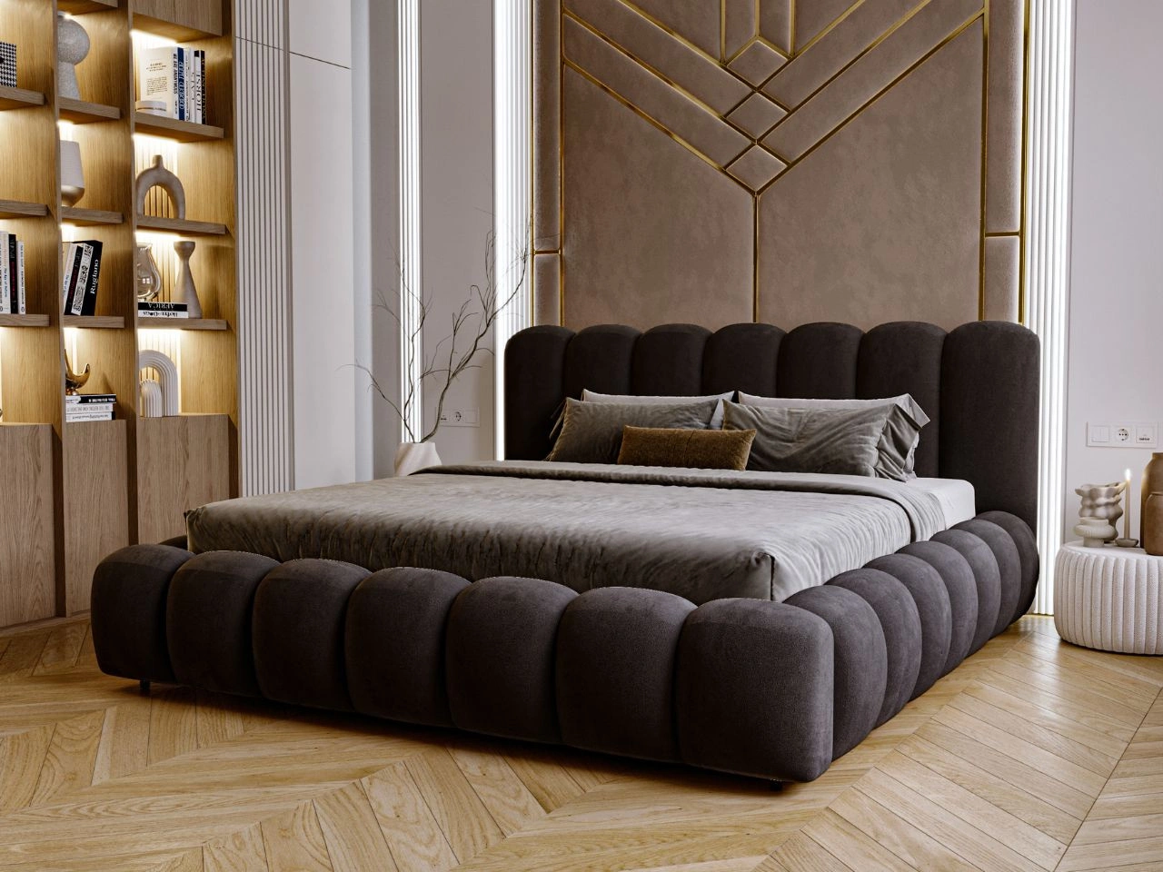 Polsterbett mit Bettkasten und Lattenrost 160x200 Averia Schwarz
