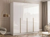 Viertüriger Kleiderschrank mit Drehtüren Ameli Weiß Hochglanz