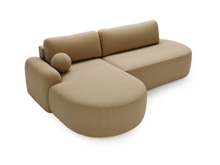 Ecksofa L-Form Links mit Schlaffunktion und Bettkasten Aurio O Hellbraun