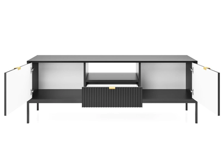 TV-Lowboard mit Schublade und Türen Amber Schwarz