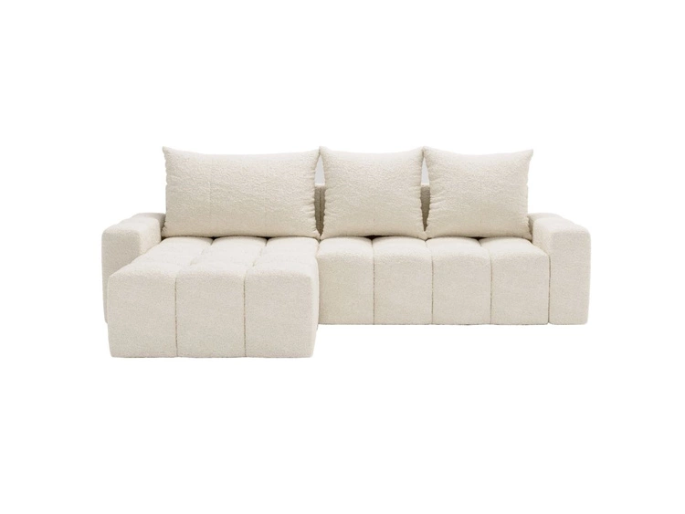 Ecksofa L-Form mit Schlaffunktion und Bettkasten Bresso Creme