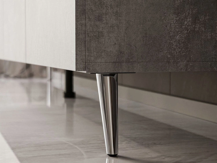 TV-Lowboard mit Türen auf Silbernen Metallbeinen 200 cm Nodoo Beton