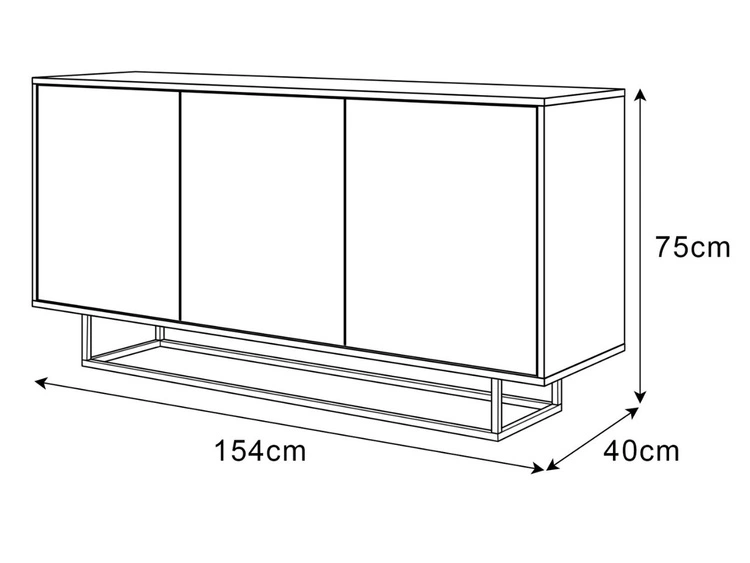 Drehtür-Kommode 154 cm im Glamour-Stil auf weißem Gestell Vivance Weiß Hochglanz