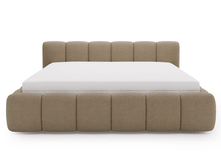 Polsterbett mit Bettkasten und Lattenrost 160x200 Cloud Low Bouclé-Stoff Braun
