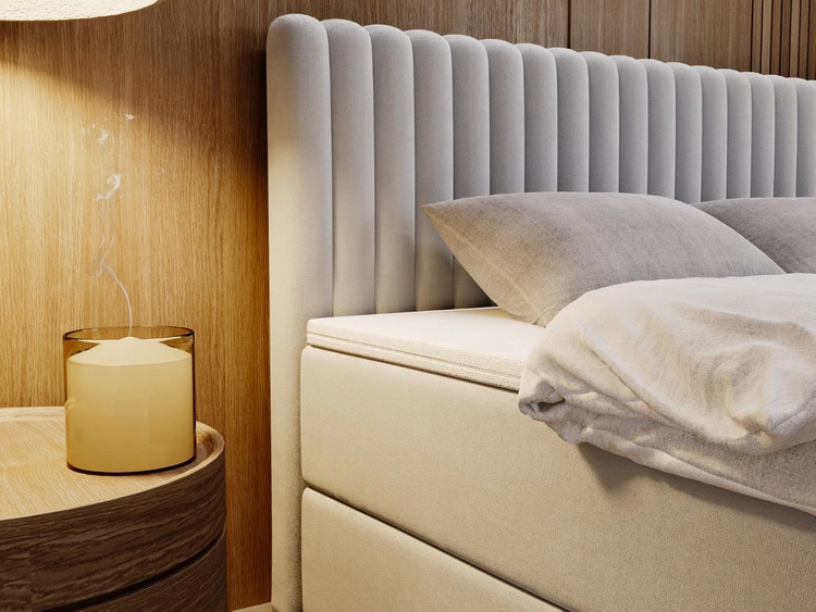 Boxspringbett mit Bettkasten 160x200 Marbella Hellgrau