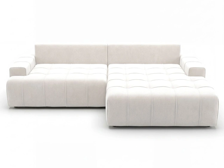 Ecksofa L-Form mit Schlaffunktion und Bettkasten Tulio Rechts Creme